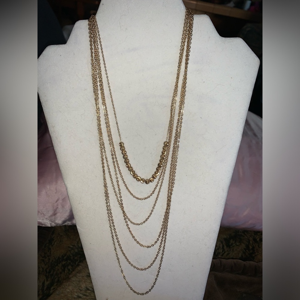 Woman multi layered chain necklace